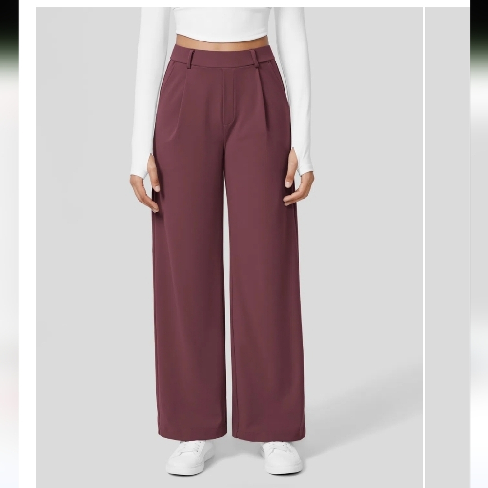 Halara High Waisted Plicated Side Pocket Straight Leg Work Pants
